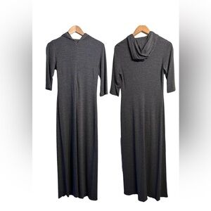 Ross Mayer Minimalist Heather Gray Maxi Dress front zipper